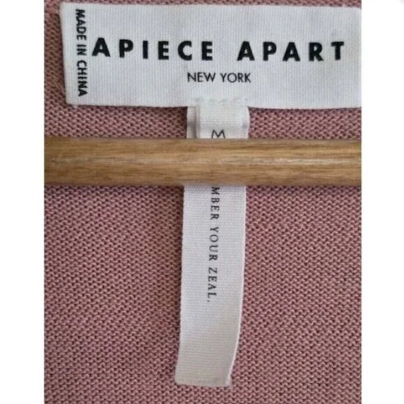 APIECE APART Women's Pink V-Neck Puff Sleeve Knit Sweater Sz XS - Picture 2 of 8